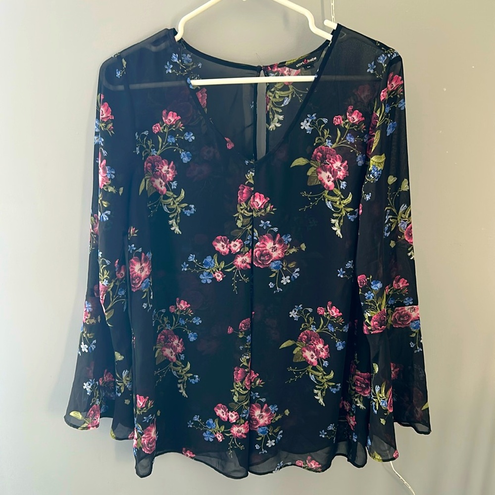 transparent floral blouse